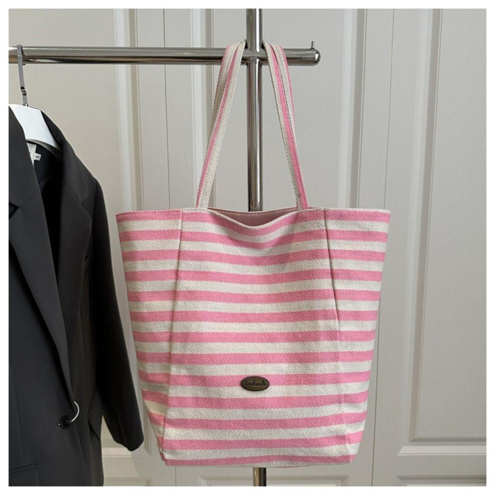 Commute Cloth Shoulder Bag Striped Handbag Leisure Stripe Canvas Bag  Girls