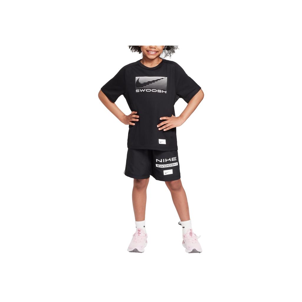 Nike Swoosh T-Shirt Soft Comfortable Versatile Short Sleeve Kids tops Black HJ3743-010