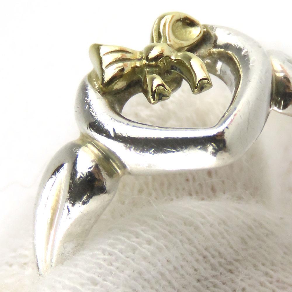 Used TIFFANY&Co. Ring Heart Ribbon EU#49.5 Silver925/K18 Yellow Gold 3.2g Silver Yellow Gold