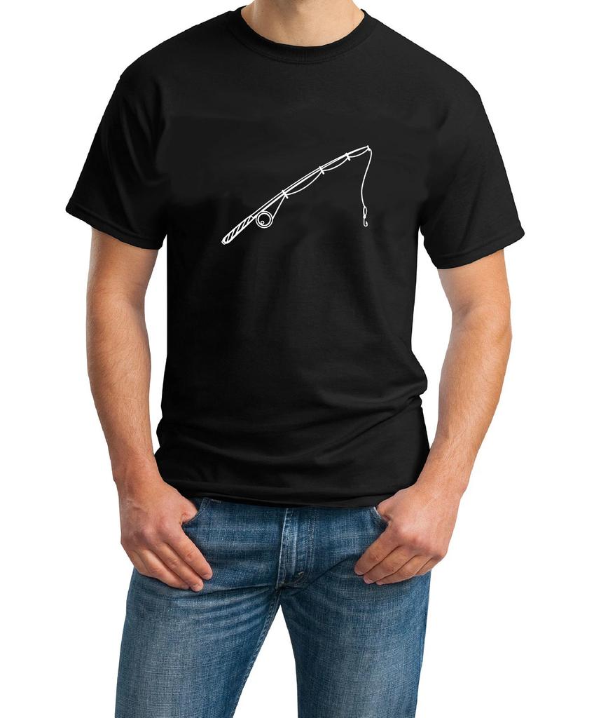 Fruit of the Loom T-Shirt Fishing Pesca Canna Da Pesca Graphic Short Sleeve