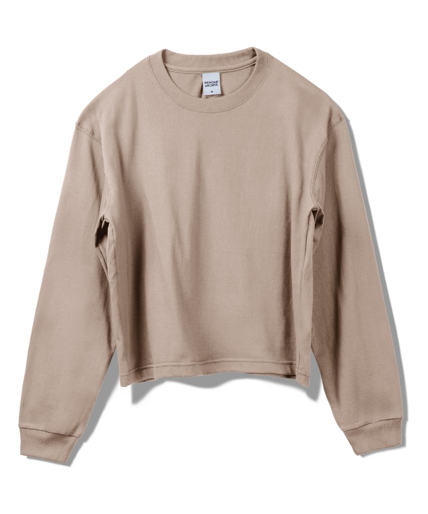 PRINOAR Semi-Crop Long Sleeve T-Shirt - Ginger Beige