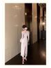 White Lace One-Shoulder Long-Sleeve Bodycon Autumn Dress for Women