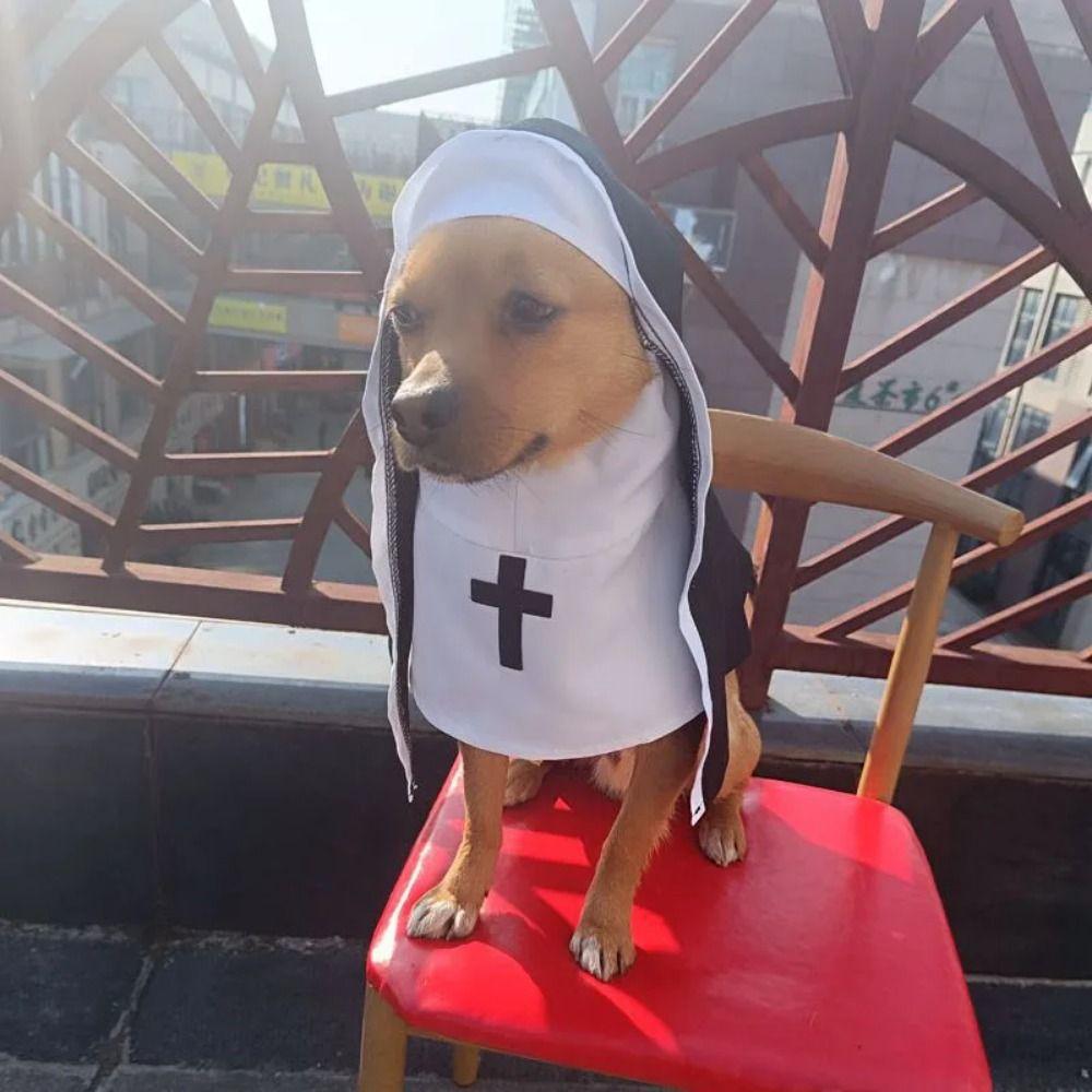 Cat Puppy Pet Cat Halloween Costumes Soft Cat Cosplay Costume Sets Pet Nun Cloak  Halloween Party