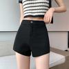 Thin Three-point Everyday Shorts for Women High-Waist Spring and Summer Updated Black Versatile Outside Wear Tight Slim A-line Pants