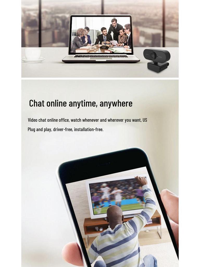 HD 1080P 2K USB Webcam for Desktop or Laptop: Ideal for Live Broadcasts and Online Classes