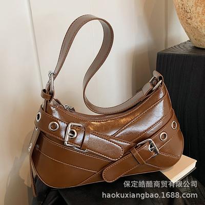 Niche Design Locomotive Style Spice Girl Underarm Bag Woman 2025 Autumn and Winter New Trend Versatile Single Shoulder Messenger Bag Woman