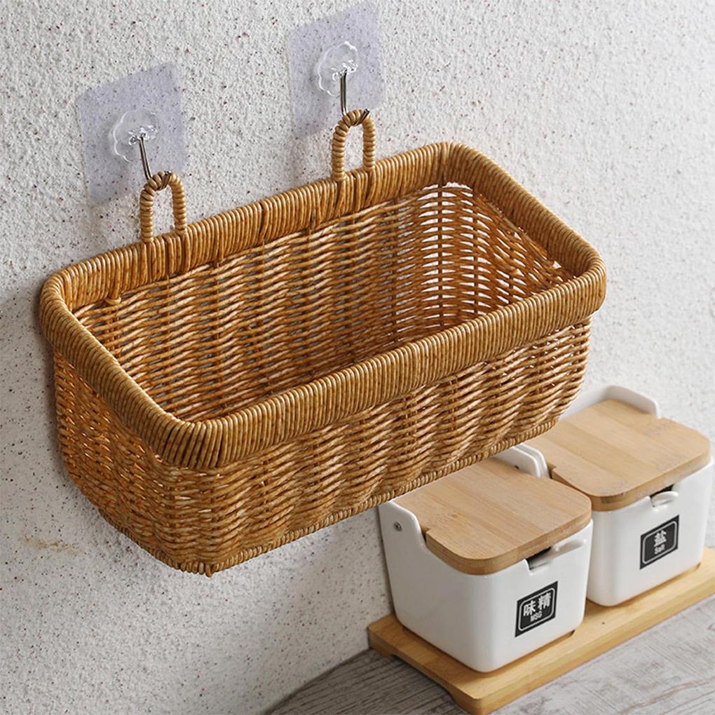 Kitchen Wall Storage Solution For Vegetables And Spices Woven Wall Hanging Storage Basket