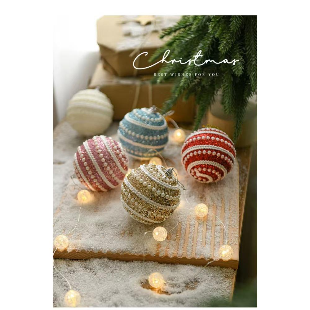 5 Pcs Red and White Christmas Tree Ornaments Christmas Ball Decorations 3.15 Inches Stripe Snowflake Tree Decoration for Home Indoor Outdoor