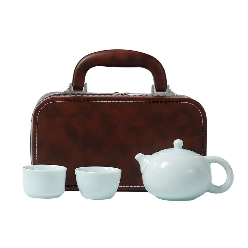 Ceramic Travel Tea Set Outdoor Portable Quick One Pot Two Cups Dragon Boat Festival Company Annual Meeting Gift