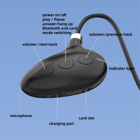 1 Set Wireless Earphone Noise Reduction HIFI Sound Comfortable To Wear Card Insertable Stable Transmission Call Neck Hanging Sport