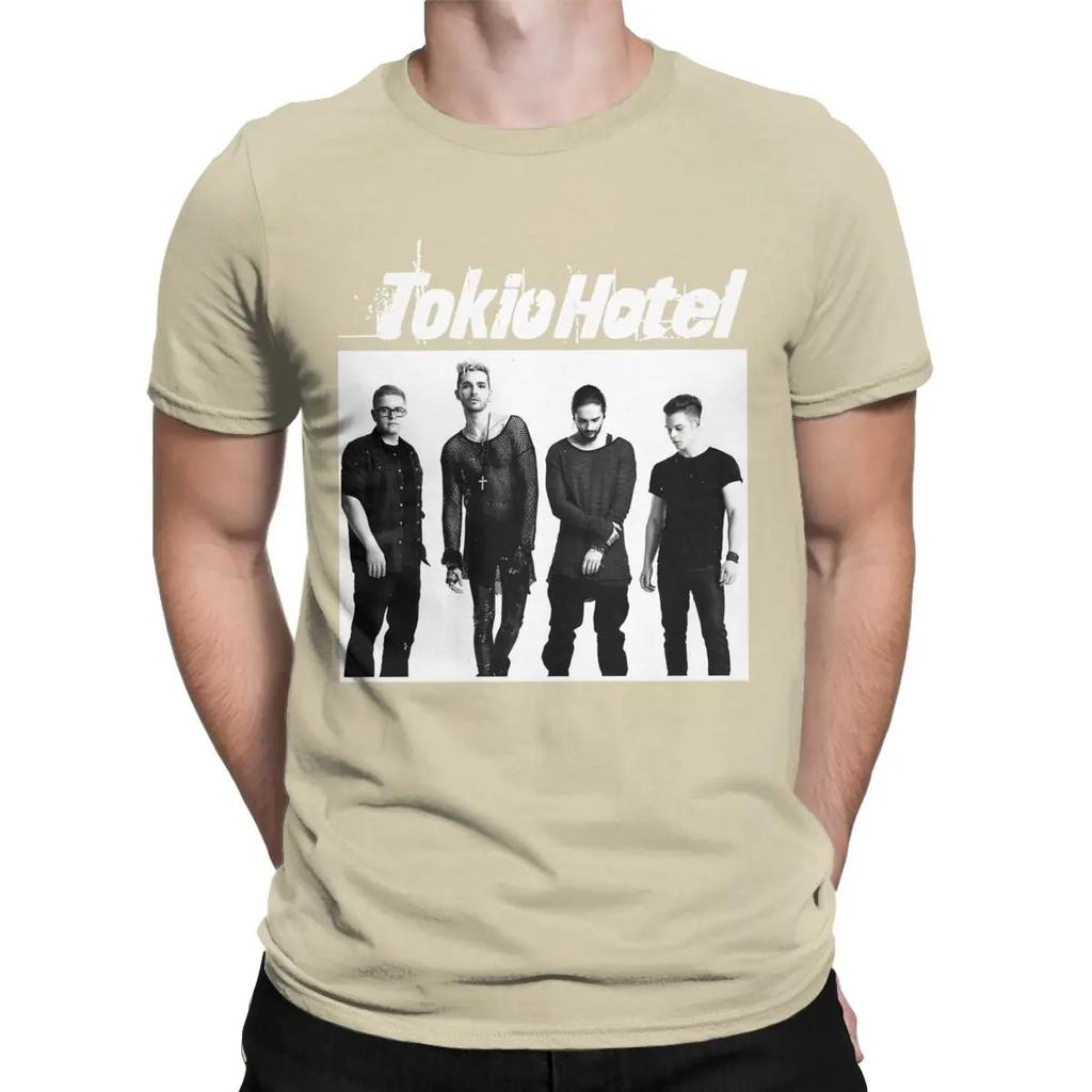 Tokio Hotel Vintage Beyond The World Men T Shirts Casual Tee Shirt Short Sleeve Crew Neck T-Shirt Cotton Graphic Clothing