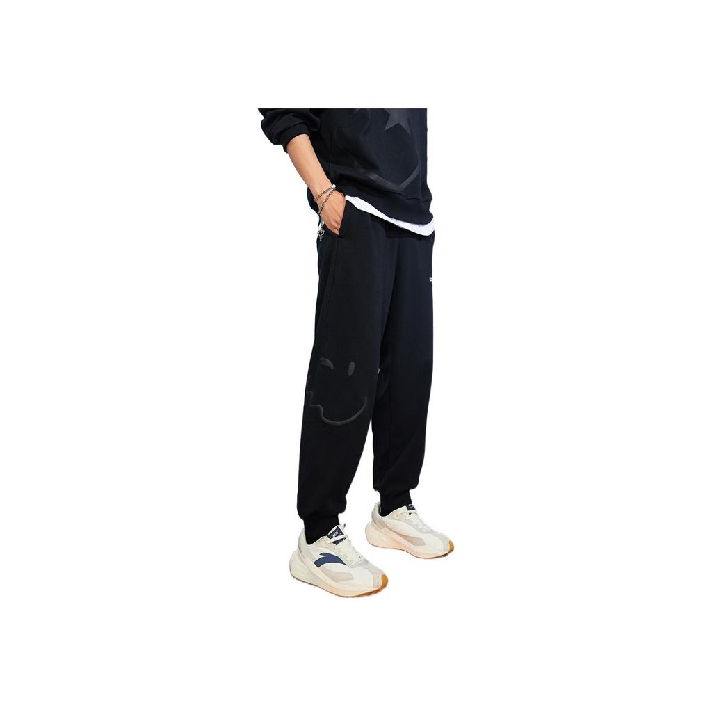 Anta X Smileyworld Co-Branded Logo Print Jogger Sports Pants Unisex Bottoms Black 952239704-3