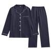 Anna aj Japan Double Gauze Long Top and Bottom and Gentle on the Loose Perfect for Loungewear or Hospital Plus Sizes Blue Women's Pajamas, 100%