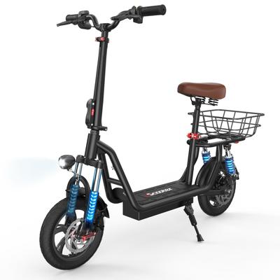 iScooter I12 Electric Scooter With Seat And Basket 36V 7.5Ah Battery, 500W Motor, 12 Inch Tires, Range 35km Foldable E-Scooter