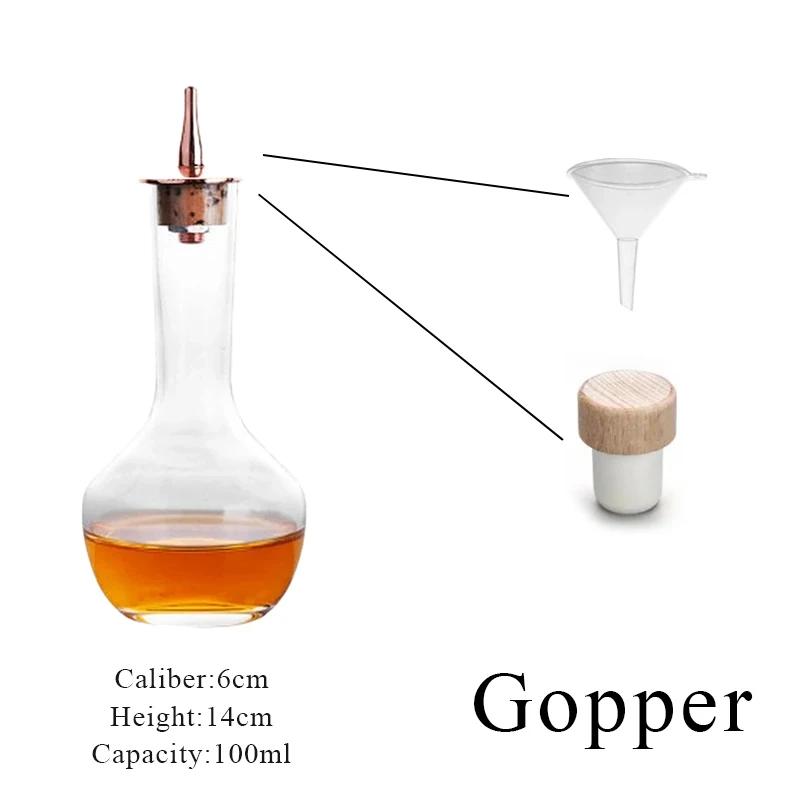 Cocktail Bitters Bottles With Cap Vintage Glass With Stainless Steel Caps Kitchen Seasoning Tools Bar Bartender Accessories