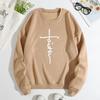 Autumn Letter "Faith" Cross Printed Hoodies Fashionable Casual Sports Long Sleeved Women's Hoodies