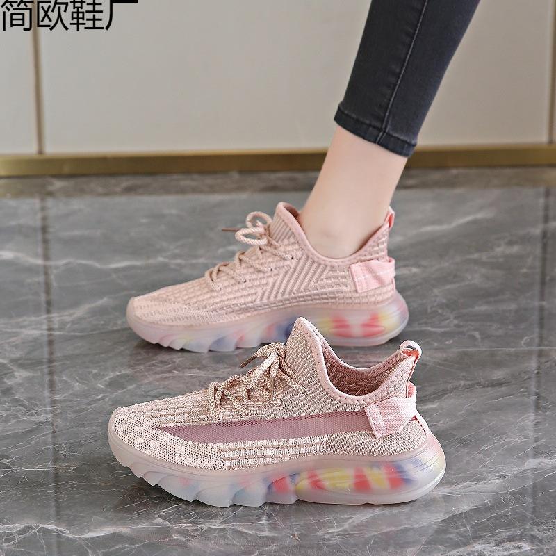 Новые весенние туфли из сетки Fly-woven кокосовые женские туфли летние дышащие повседневные туфли спортивные туфли универсальные 35
