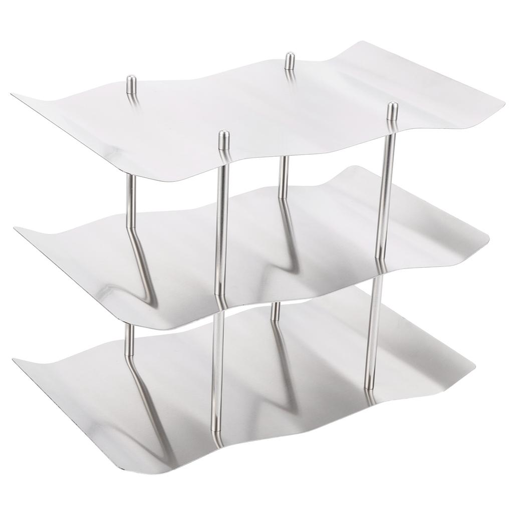 3‑Tier Stainless Steel Wine Rack Freestanding Wavy Wine Holder Display Shelf Kitchen Accessories
