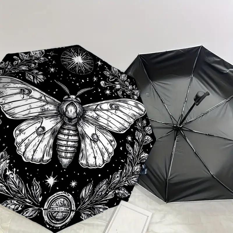 1pc Mystical Moth Night Sky Umbrella with Plastic Handle,Suitable for All Seasons Home Travel Outdoor UmbrellaDD1773