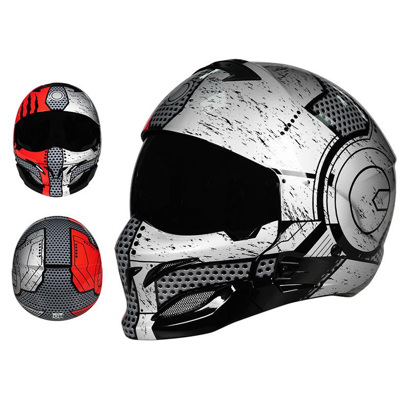 3C Certified Full Face Retro Motorcycle Helmet for All Seasons - Men's and Women's Scorpion Combination Half Helmet