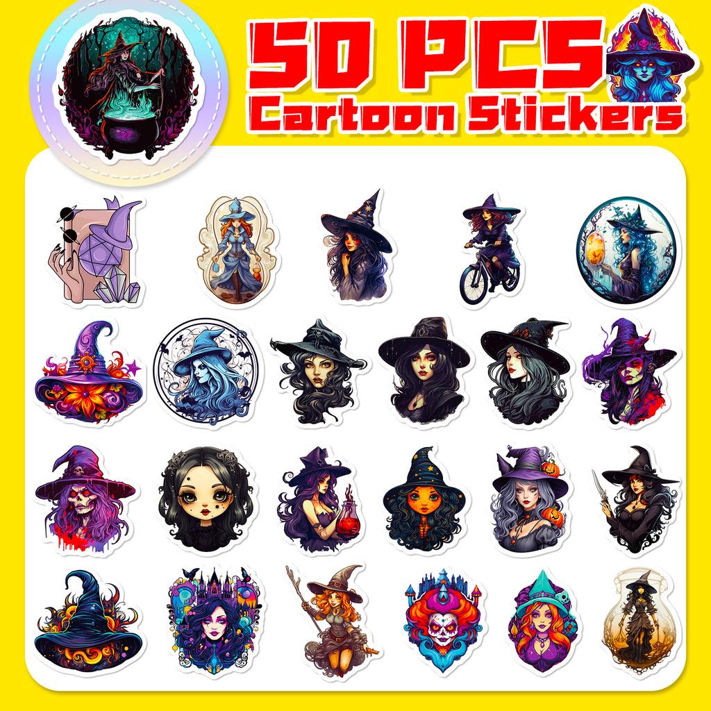 50 Gothic Witch Stickers Demon Horror Dark Gothic Graffiti Stickers Cross