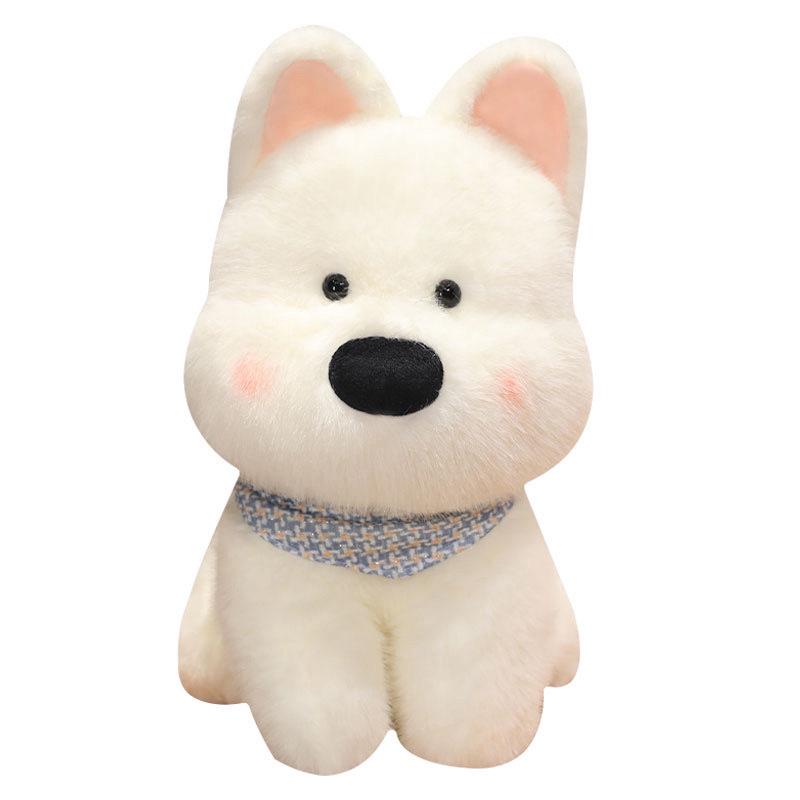 West Highland White Terrier Puppy Plush Toy - Cute Dog Doll for Girls, Living Room Sofa Decoration, Internet Celebrity-Inspired.