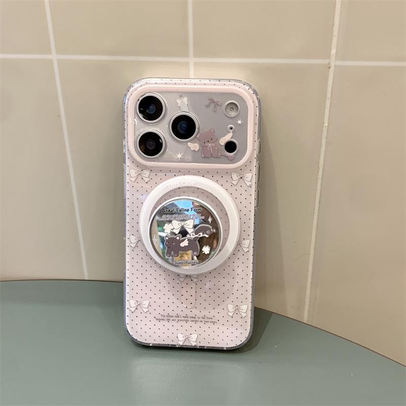 Women's Polka Dot Bow Magnetic Phone Case for iPhone 14/15/16ProMax/17