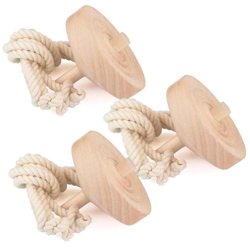 Wooden Tops That Can Be Painted and Crafted Plain Wood Set of with Large, Long-spinning (7cm Shaft, 3) String.