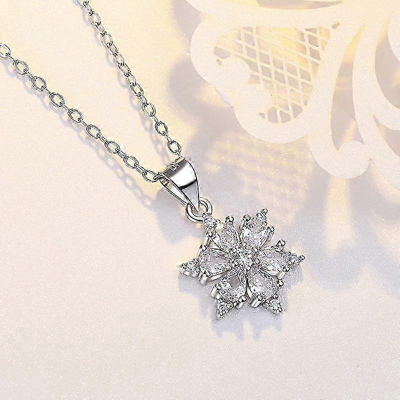 Women's sterling silver diamond snowflake pendant necklace