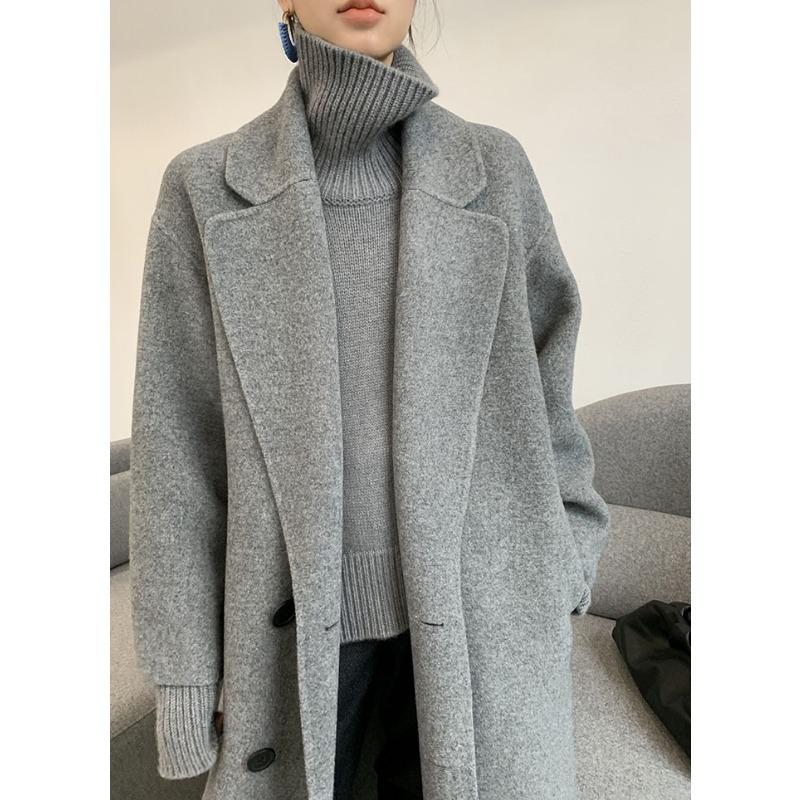 Women S Autumn Winter High Neck Pullover Sweater Loose Fit Casual Lazy Style Solid Color Knit Top