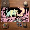 Cute Giant Cat Spit Fire Print Playmat Magic Party 24"X14" MTG TCG Office Desk Mat for Work Game Mats PC Laptop Carpet Mouse Pad