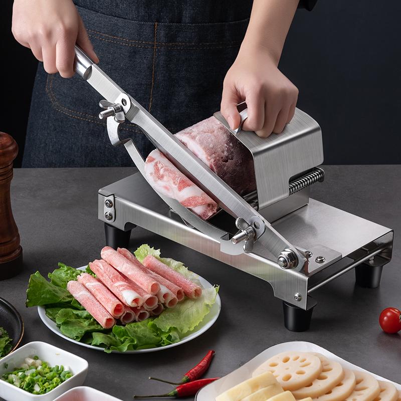

GIANXl Mutton Roll Slicer Kitchen 304 Stainless Steel Manual Meat Slicer Commercial Meat Planing Beef Roll Slicer Artifact