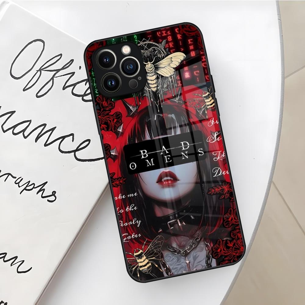 Music Bad Omens Design Phone Case for Iphone 17 16 Air 15 14 12 11 13 Pro Max Mini X Xr Xs Se Puls glass Cover