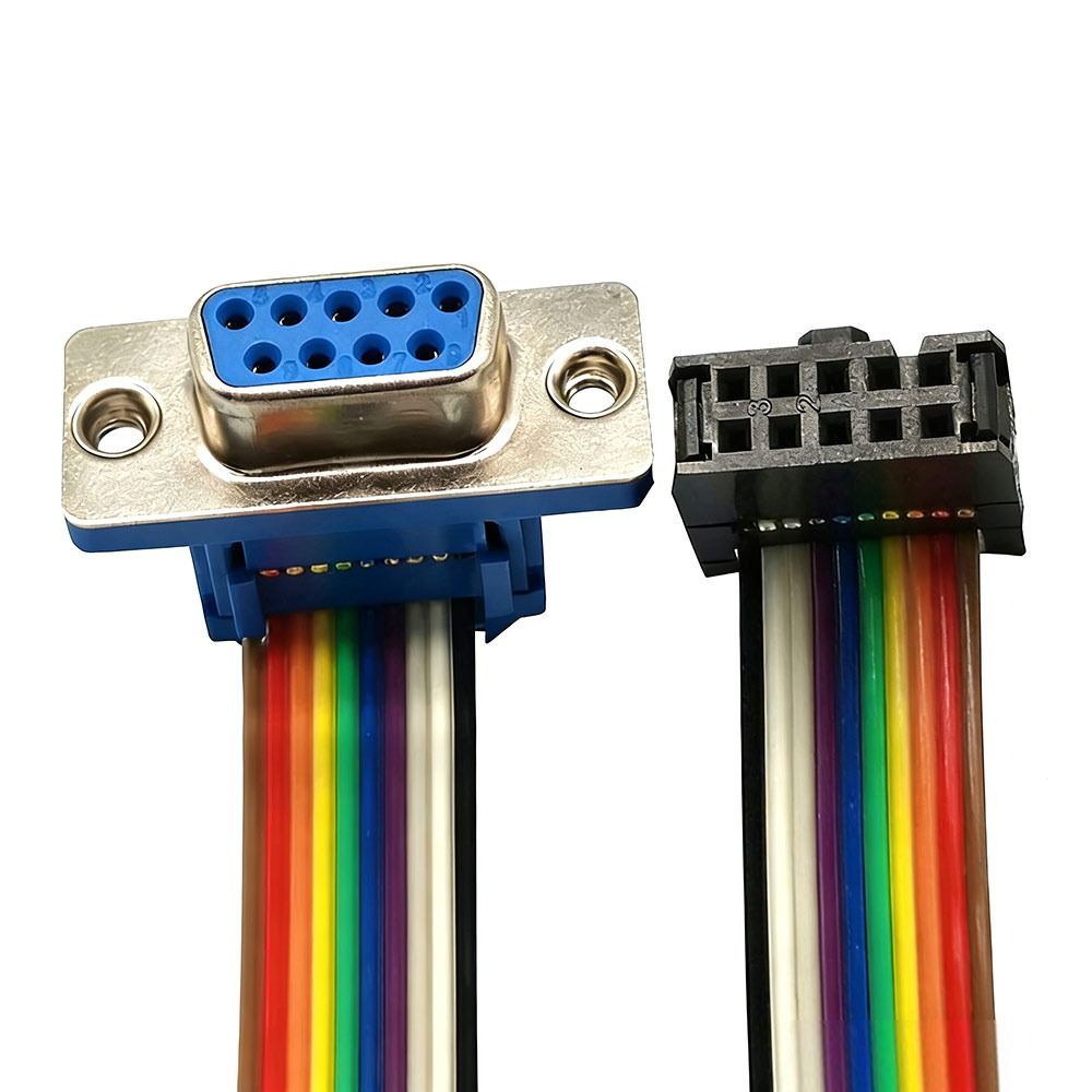 DB9 to IDC DB9 Connector Multicolor Ribbon Flat Ribbon Cable IDC Cable  Industrial Applications