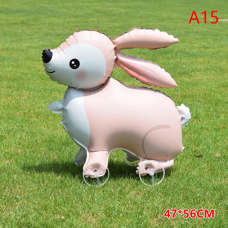4D Cartoon Elephant Foil Balloon, Stand Walking Balloon with Wheel for Kids Birthday Party Baby Shower Decoration