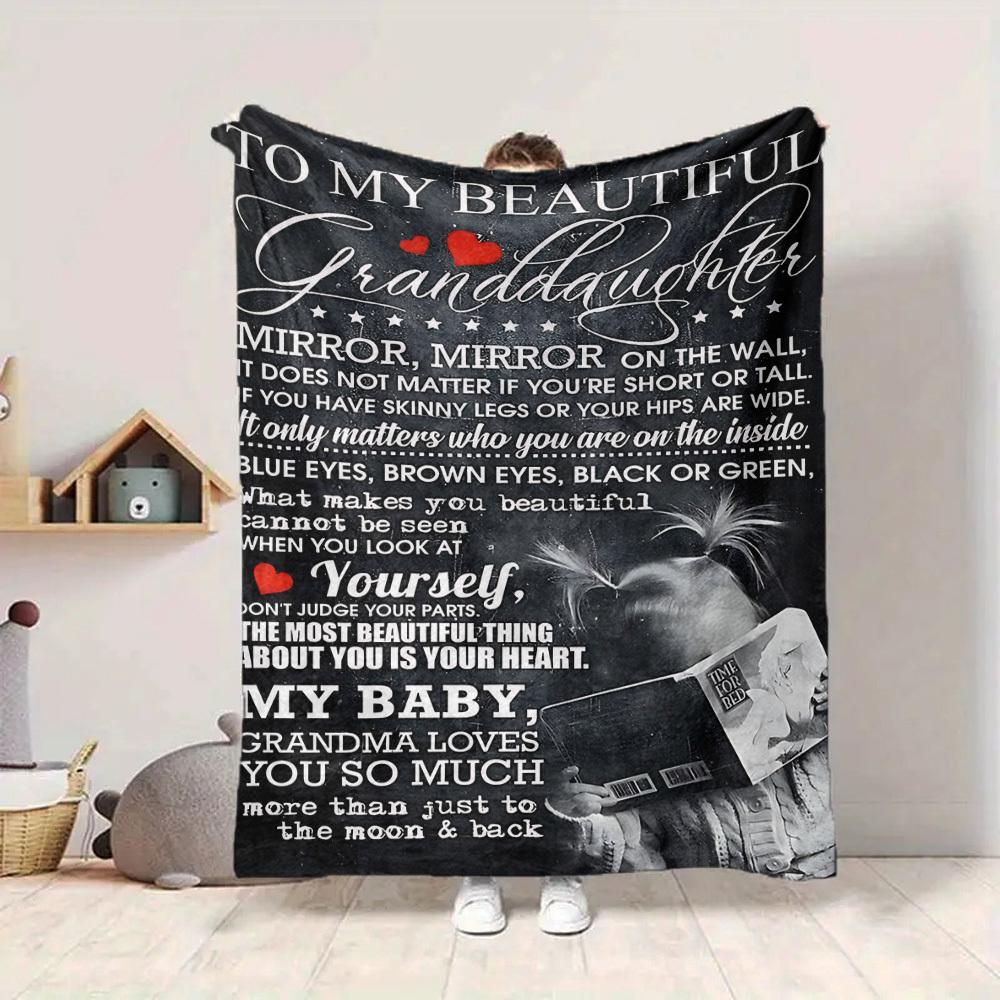 

1pc Letter To Granddaughter Pattern Soft & Warm Polyester Knit Blanket, Digital Printed, All-Season Throw for Napping, Traveling, Sofa yy250906009 75x90cm