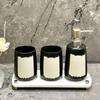 Black-and-white Ceramic Bathroom Set Soap Dispenser Tumbler with Tray Home Decoration Tooth Cup Emulsion Bottle Mouthwash Cup