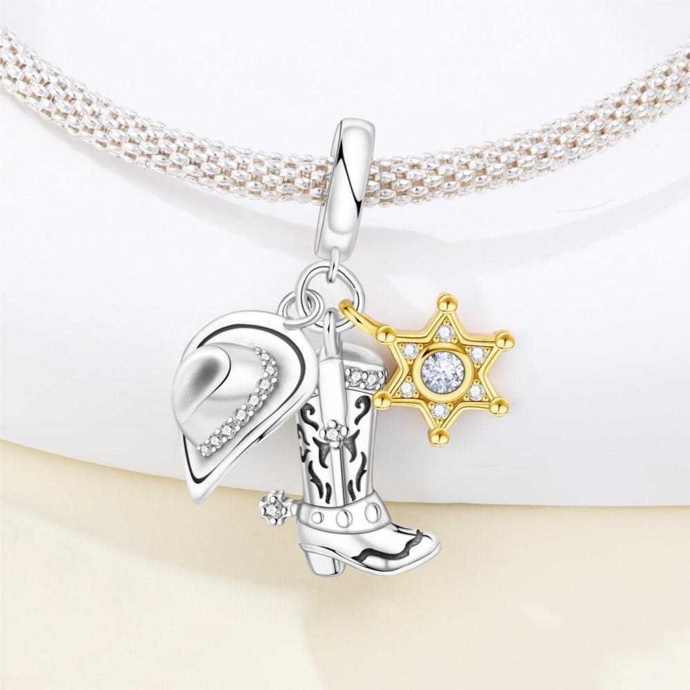 925 Silver Western Cowboy Boots Hobby Series Pendants Bracelet Charms Fit Jewelry Party Beads DIY Fine Gifts Accessory
