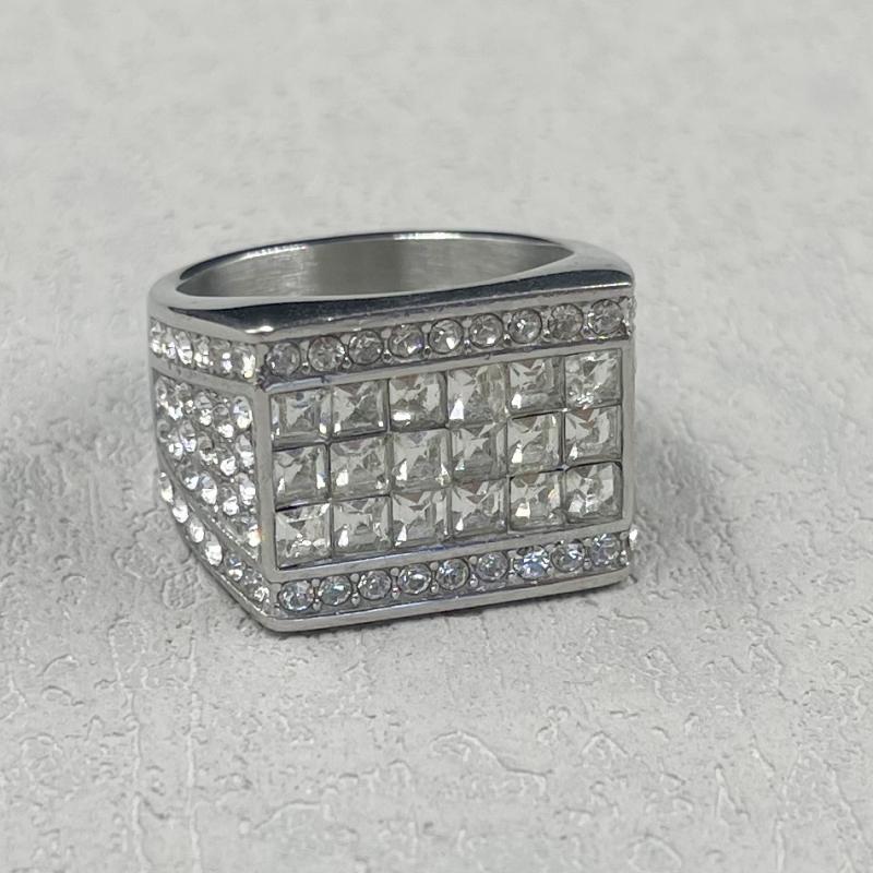 Винтажное золотое серебряное кольцо в стиле хип-хоп для мужчин Женщин с стразами Модное из нержавеющей стали Помолвочное Свадебное 8