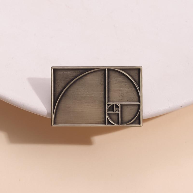 Creative Alloy Fashionable Fibonacci Brooch Pin Unique Geometric Design For Everyone