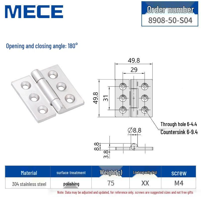 304 Stainless Steel Thickened Cabinet & Wooden Door Hinges