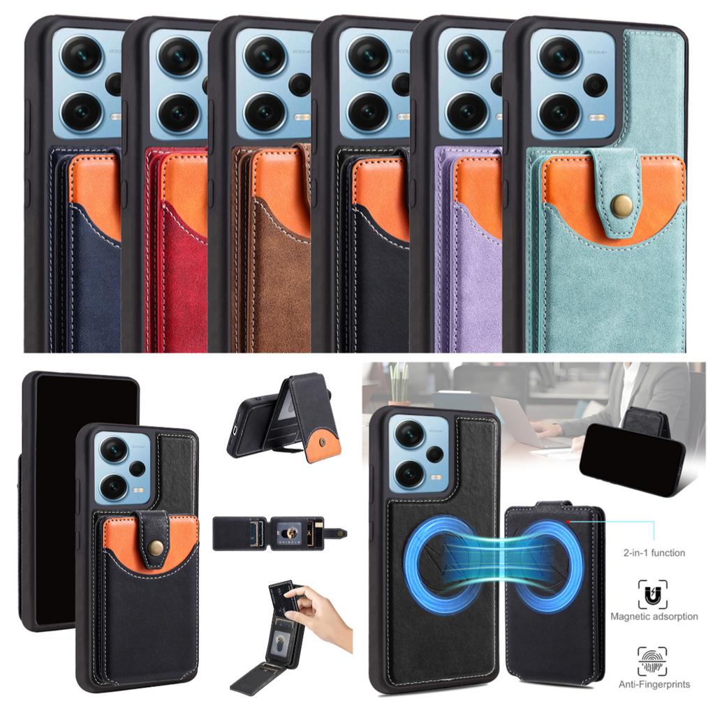 Universal Magnetic Card Holder Case for Compatible with Redmi Note 11-Note 13 Pro, POCO X5/M6 Pro/X6 5G, Redmi 12C/11A