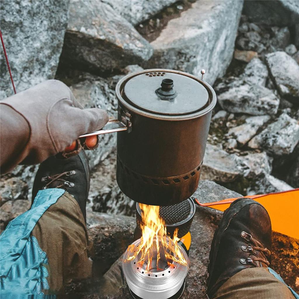 Portable Camping Alcohol Stove with Cover, Aluminum Alloy Spirit Stove with Lid, Lightweight Stove Mini Alcohol Stove