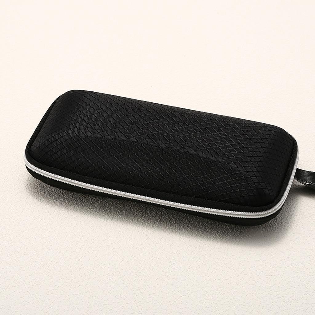 Black Check Pattern Glasses Box Compression Resistant Portable Eyewear Storage Zipper Sunglasses Case Classic Black For Campus