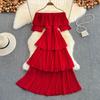 Women Hotsweet Chiffon Sundress Strap Cake Backless Sheath Bodycon Long Dress Vacation Retro Elastic Beach Dress