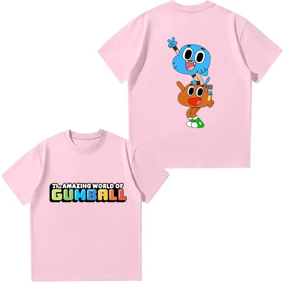 La Fantastica Vita di Gumball T-shirt Bambini Ragazzi Ragazze Moda Estiva Top Divertente Stampa di Gumball e Darwin Maglietta Casual a Maniche Corte