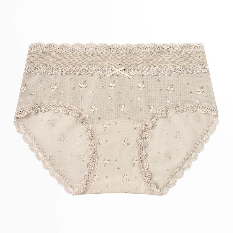 5278 #Snowflake Dot Lace Panties Women'S 10A Bacteriostatic Bottom Crotch Bow Printed Mid Waist Ultra Thin Women'S Briefs