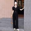 Xiaoxiangfeng Fashion Suit for Women, Summer Temperament, Street Casual, Age-reducing, Western-style Wide-leg Pants Two-piece Set