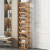 Folding Bamboo Shoe Rack, Multi-Layer Narrow Space Saving Storage Organizer No-Installation Required Shoe Shelf for Small Spaces