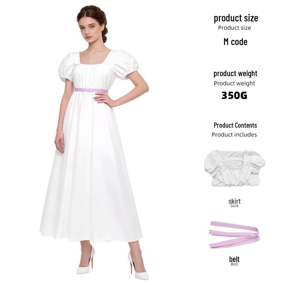 Bridgerton Regency Kleid: Hochtailliertes viktorianisches Kleid für Halloween & Teepartys